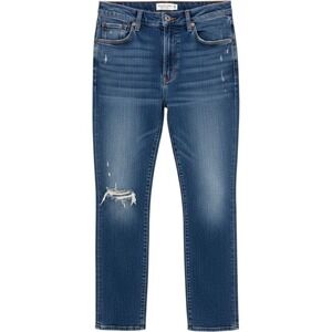 Abercrombie & Fitch Curve Love Ankle Straight Jeans 30/10L Blue Distressed